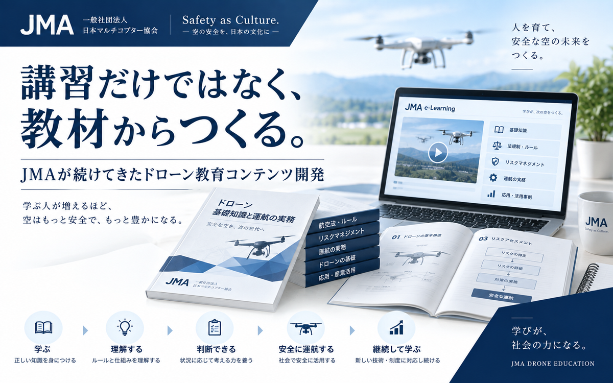 JMAが教材・eラーニング・国家資格テキストを開発してきた歩みを表すアイキャッチ