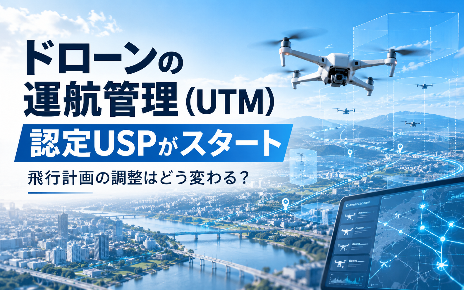 ドローンの運航管理UTMと認定USP開始、飛行計画調整の変化を解説するJMAニュースのアイキャッチ